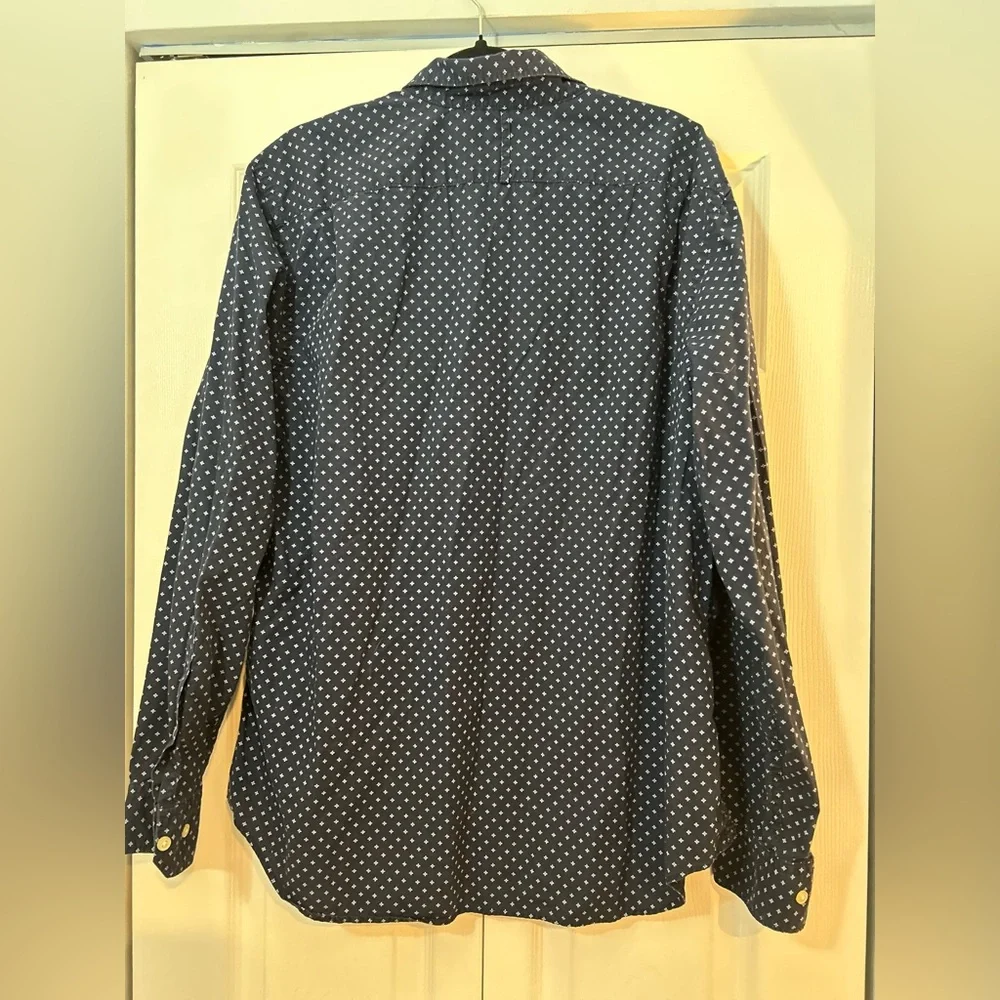 Banana Republic Camden Fit XL Navy Micro Print Button Down Shirt 100% Cotton